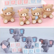 📣READY STOCK📣Cake Topper Cute Bear Baby Elephant Gajah Wording Kek Hiasan Decoration Gift可爱小熊大象生日字母蛋