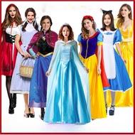 Princess Anna Elsa Adult Costume Cosplay Blue Dress For Woman Halloween Christmas Women Performance 