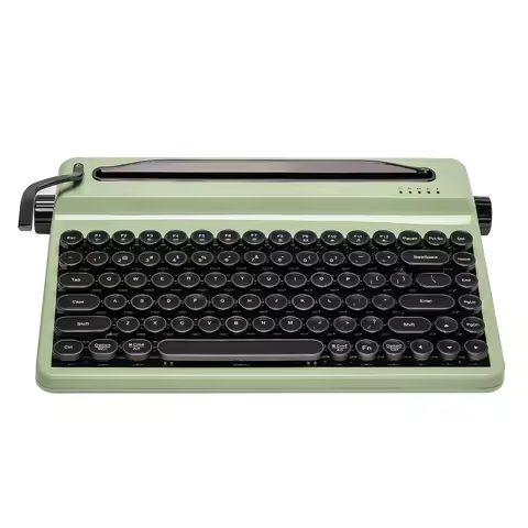 YUNZII QL75 Green Wireless Typewriter Mechanical Keyboard, Retro RGB Hot-Swap QMK/VIA Keyboard for M