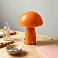 Mid Century Murano Glass Mushroom Table Lamp Plug-in LED Bedside Light for Retro Aesthetic Living Ro