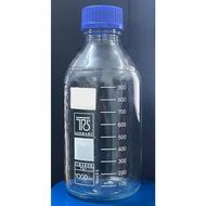 BOTOL KACA MAKMAL BERPENUTUP BIRU -100ML/250ML/500ML/1000ML