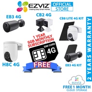 EZVIZ CB2 4G CB8 LITE 4G H8C 4G EB3 4G KIT 3MP 1296P 2K CCTV Security Camera With FREE 4G LTE SIM CA