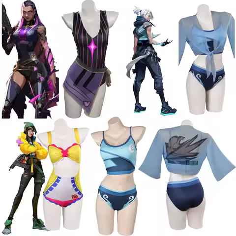Valorant JETT Reyna Killjoy Cosplay Costume Jumpsuit Summer Swimsuit Halloween Carnival Party Suit F