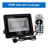 รสชาติที่บ้าน RGB LED ฟลัดไลท์ AC 220V 50W 100W กลางแจ้ง RGB สปอร์ตไลท์ IP66ไฟถนนกันน้ำ LED ด้วยรีโม