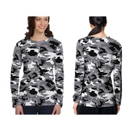 Army Camouflage Long Sleeve T-Shirt | Army Camouflage T-Shirt Wanita | Full Print Army Camouflage T-