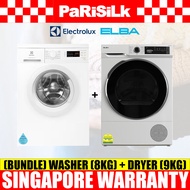 (Bulky)(Bundle) Electrolux EWF8025DGWA Front Load Washing Machine(8kg) + Elba EBD981H Heat Pump Dryer(9kg)