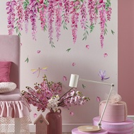 รูปลอกติดผนังรูปต้นองุ่นสีม่วงดอกไม้สำหรับตกแต่งบ้านที่สะดุดตา