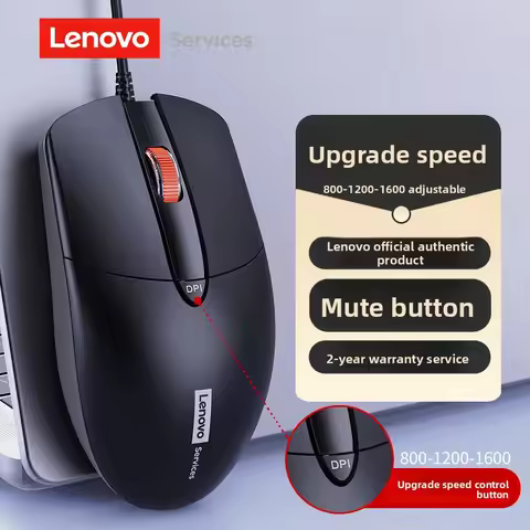 Lenovo M280 Wired Mouse Silent Click USB Office Mouse for PC Laptop Desktop Compatible with Dell HP