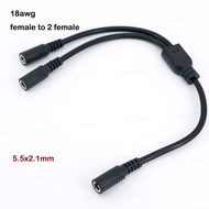 30CM 18awg 3 way DC female Splitter cable 1 female to 2 female 2 Way 5.5*2.1mm Connector DC Power Su