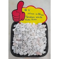20kg, #5 pebbles white 20mm-35mm, batu putih hiasan, batu tabur kubur, akuarium, lanskap dll, batu s