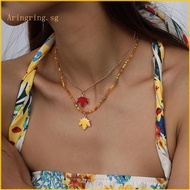 ARIN Fashionable Maple Leaf Necklace with Elegant Crystals for Nature Lovers