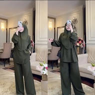 Suite set seroja baju casual blouse dan pant CEY(FREE SIZE) S-4XL