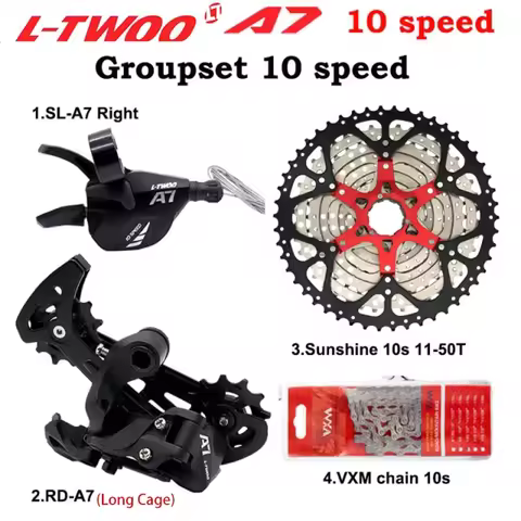 LTWOO A7 10S MTB Groupset 10 Speed Shift lever Derailleur SUNSHINE Cassette 42T 46T 50T VXM Chains f