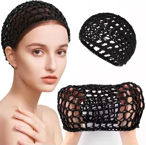 1pc Sleeping Cap For Daily Use Black Mesh Crochet Hair Net Hair Care Cap Minimalist Mesh Cap