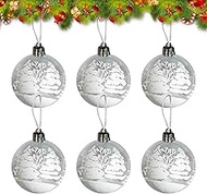 BRTNUP Christmas Baubles 6 cm White Snow Scene Christmas Bauble Ornaments Christmas Tree Decoration 