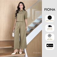 FIONA single Set: Straight polka dot shirt, German collar, short sleeves and loose polka dot pants, 