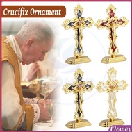 ELY Standing Crucifix Saint Benedict Metal Crucifix Cross Ornament Decoration Car and Office