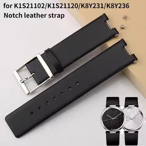16x6mm 20x9mm for CK watch notch leather watchband K8Y231 K8Y236/K1S21120/K1S21102/KIS21100 Replace 