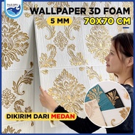 Wallpaper 3D FOAM / Wallpaper Dinding 3D Motif Foam Batik Bunga