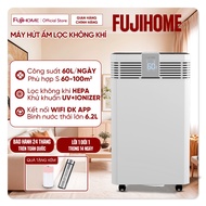 Máy hút ẩm công suất lớn Fujihome DH60W-HEPA 60L/ngày cho phòng 100m2 lọc không khí HEPA IONkhử khuẩ
