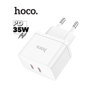 Củ sạc 2 cổng Type-C Hoco N29 sạc nhanh PD35W chân EU tiêu chuẩn QC3.0 chất liệu PC cao cấp