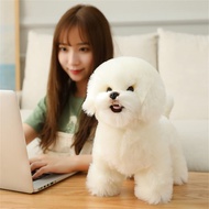 Simulation Bichon Frise Plush Toy Stuffed Animal Realistic Puppy Dog Toy for Home Decoration (White,