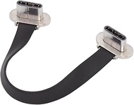 xiwai Short USB2.0 Data Cable 2.76in Ultra Slim Flat USB-C Type C to USB-C Power Dual Angled Connect