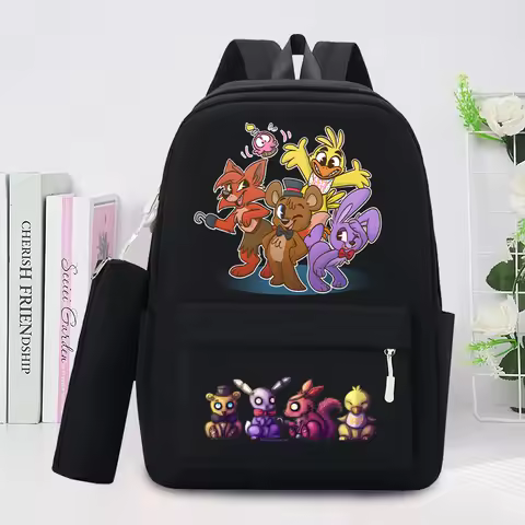 FNAF Large Capacity Backpacks with Pencil Case Students Five Nights At Freddy Schoolbag Boys Girls S