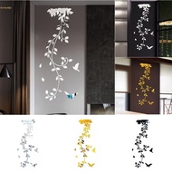 DIY Mirror Effect Wall Sticker Modern Flower Art Mural for Home Room Decor