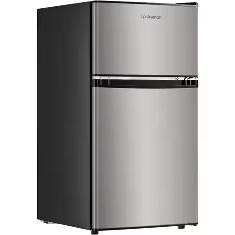 3.2 Cu.Ft Mini Fridge with Freezer, Double Door Mini Fridge, Adjustable Thermostat, Mini Refrigerato