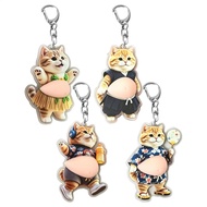Chubby Belly Cat Keychain Funny Acrylic Cat Pendant with Squeeze Belly for Girls Kids Birthday Holid