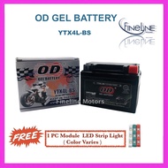 Original OD Gel Battery ( YTX 4LBS )  For  Yamaha Mio MX 125  / Yamaha Mio I 125 Yamaha / Mio Soul /