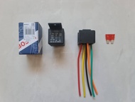 ได้ทั้งชุด [ พร้อมปลั๊ก ] รีเลย์ 12vและ24v รีเลย์ 5 ขา relay 12v​24v relay รีเลย์+ปลั๊ก+สาย+(ฟิวล์เส