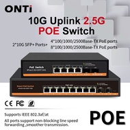ONTi 10G 6-Port Uplink 2.5G PoE Ethernet Switch, 2×10G SFP Ports, Suitable for Surveillance Cameras,