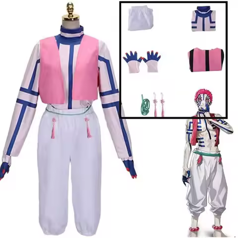 Anime Akaza Copsplay Costume Uniform Top Pants Vest Glove Belt Halloween Adult Party Akaza Cosplay C