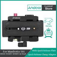 Andoer Video Camera Tripod Quick Release Clamp Adapter with Quick Release Plate Compatible for Manfr