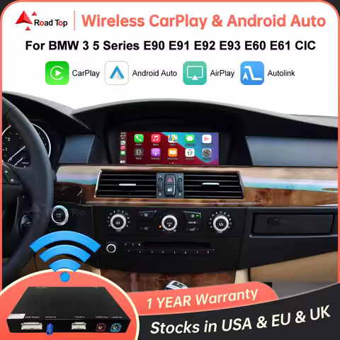 RoadTop Wireless CarPlay Android Auto for BMW 3 Series E90 E91 E92 E93 5 Series E60 E61 2008-2013 Wi