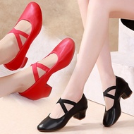 New Dance Shoes High Heel Soft Soled Beef Tendon 2022 Shoes for Square Dance Four Seasons Square Dance Women's Shoes Modern Dance Dancing Shoes