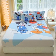 【Reeady Stock】100% cotton mattress cover / cartoon Pikachu sheet Ice queen  Bedsheet Set Queen Fitte