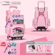 ARCTIC HUNTER Kuromi Trolley School Bag for Kids with Large Capacity and Durable Wheels
