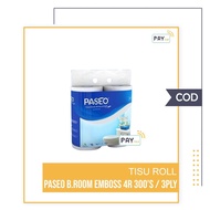 Paseo Elegant Toilet Core Roll Emboss Bathroom Tissue 300 Sheets 4 Roll