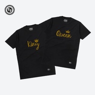 KING & QUEEN COUPLE TSHIRT HUSBAND AND WIFE COUPLE T-SHIRT/ SINGLE SCREEN-PRINTED T-SHIRT/