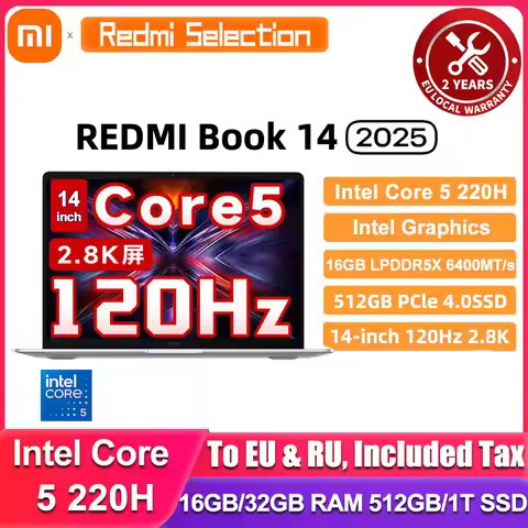 Xiaomi REDMI Book 14 Laptop 2025 Core 5 Processor 220H Intel Graphics 16G/32G RAM 1TB SSD 14-inch 2.