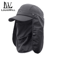 LouisWill Summer Sun Hat Protection Cap Hat 360°Outdoor Sport Camping Fishing Hat Wide Brim Hats Full Face Shield Protective Hats With Removable Neck Face Flap Cover UPF 50+ Cap for Unisex