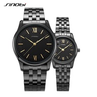 SINOBI Fashion Golden Women Quartz Watches Stainless Steel Strap Watch Female Waterproof Couple Wristwatch Men Lady Clock SYUE