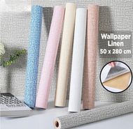 Wallpaper Linen 1 Roll | Wallpaper Dinding | Dekorasi Kamar | Sticker dinding