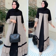 luna maxi ceruty rompi/ gamis ceruty rompi salur terbaru /gamis abaya modern