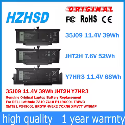35J09 11.4V 39Wh JHT2H Y7HR3 Genuine Original Laptop Battery Replacement For DELL Latitude 7410 P119