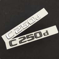 3D ABS C250d Car Rear Trunk Emblem Badge Glossy Black Chrome Letters For Car Logo Mercedes C250d W20