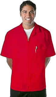 Fame Fabrics 81777 K74 Zip Front Smock, Short Sleeves, Red, LG